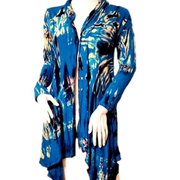 TIE DYE *5 Colors Avail* Rayon Stretch L/S Cardigan OS - Picture 3 of 8